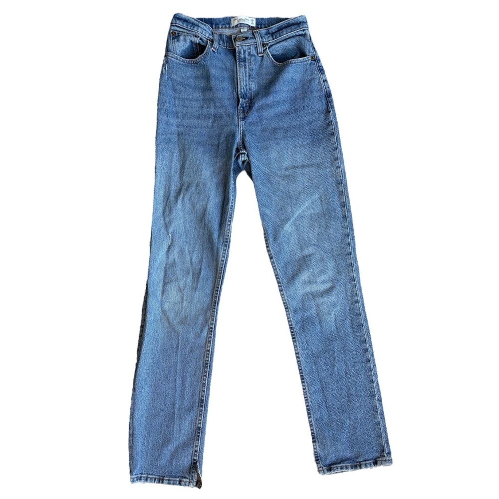 Abercrombie High Waisted Straight Jeans Medium Wash
